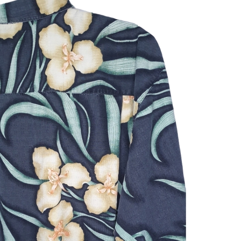 TOMMY BAHAMA 100% Silk Soft Button Up Shirt Black With Floral Pattern Men Size L - Picture 5 of 9